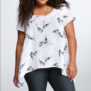 5X White Blue Bird T shirt Torrid